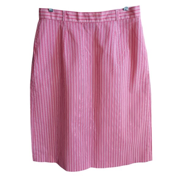 Vintage 1980's 13/14 30W Skirt Pink  White Striped W.C.C. Womens Midi - Picture 4 of 8